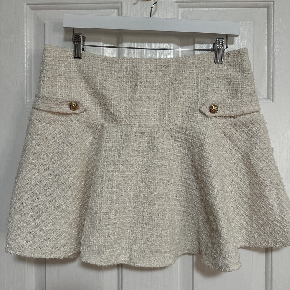 H&M Cream Tweed Mini Skirt